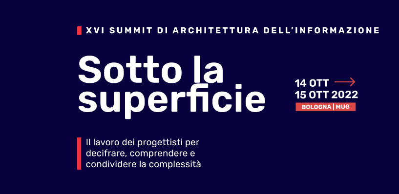 XVI Summit di Architettura dell'informazione. Titolo "Sotto la superficie".